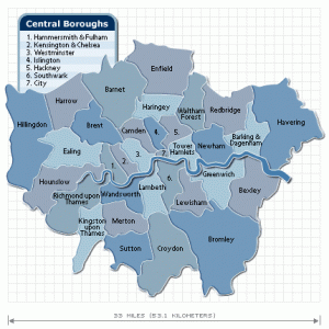 London Male Escorts - Map of London Boroughs