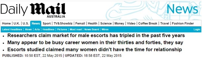 Male Escorts London features Daily Mail article Demand for Straight London Male Escorts has Tripled in Past Five Years